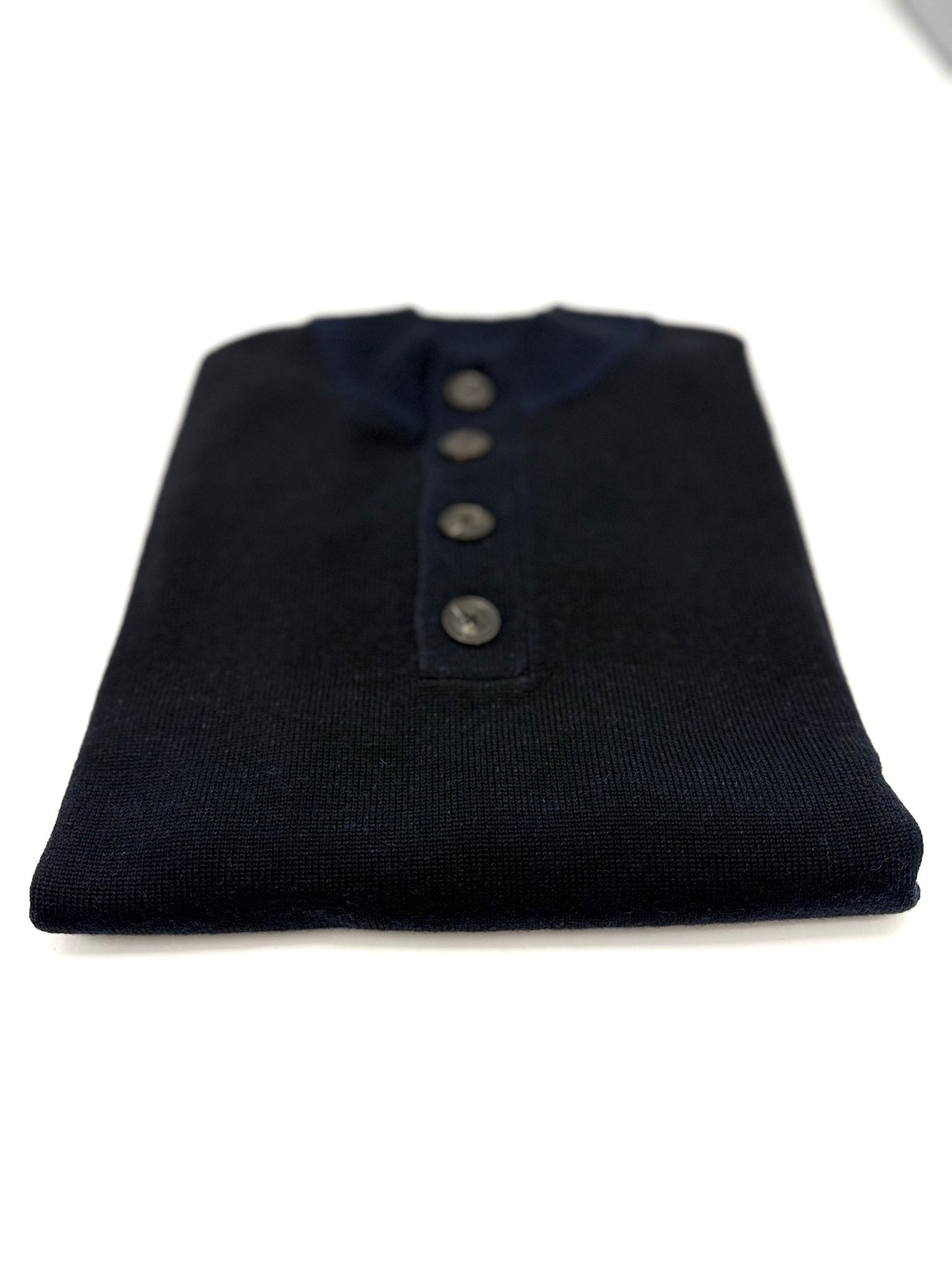 RICHARD DEL TORO 1/2 BUTTON MELANGE IN HEATHERED NAVY - Emporio