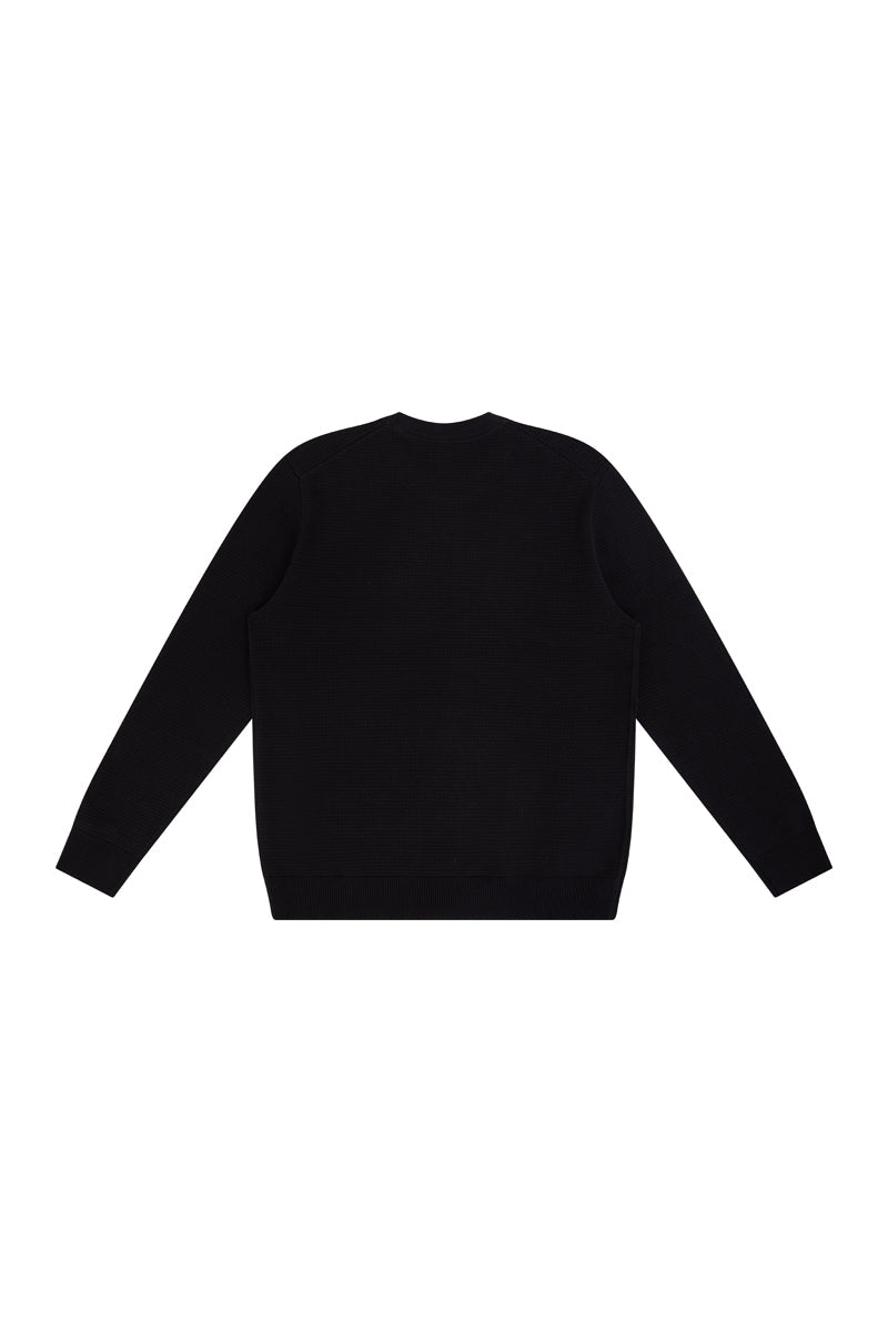 TEXTURED COTTON CREW IN BLACK - Emporio