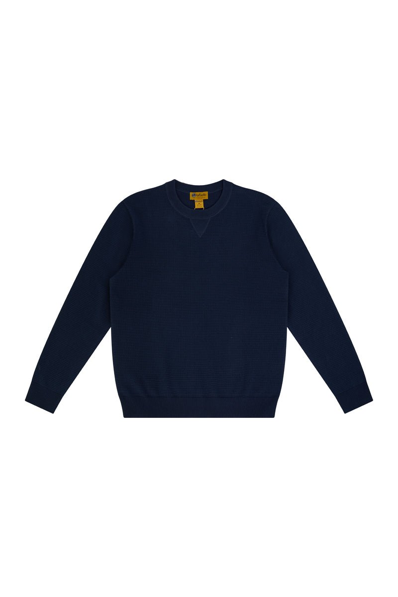 TEXTURED COTTON CREW IN NAVY - Emporio