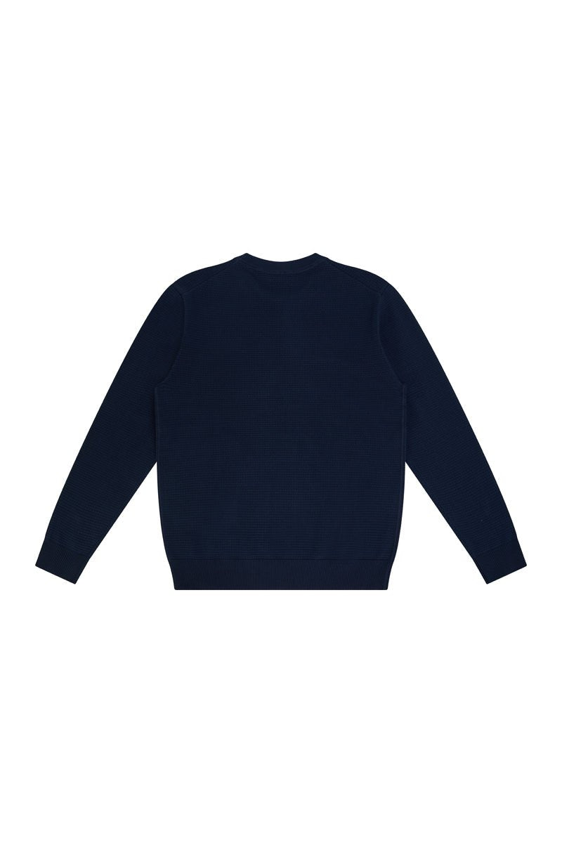 TEXTURED COTTON CREW IN NAVY - Emporio