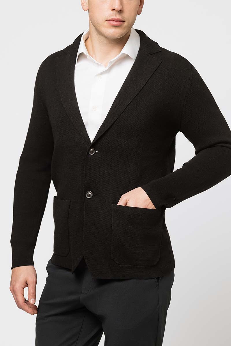 Richard Del Tor single-breasted sweater blazer-Black - Emporio