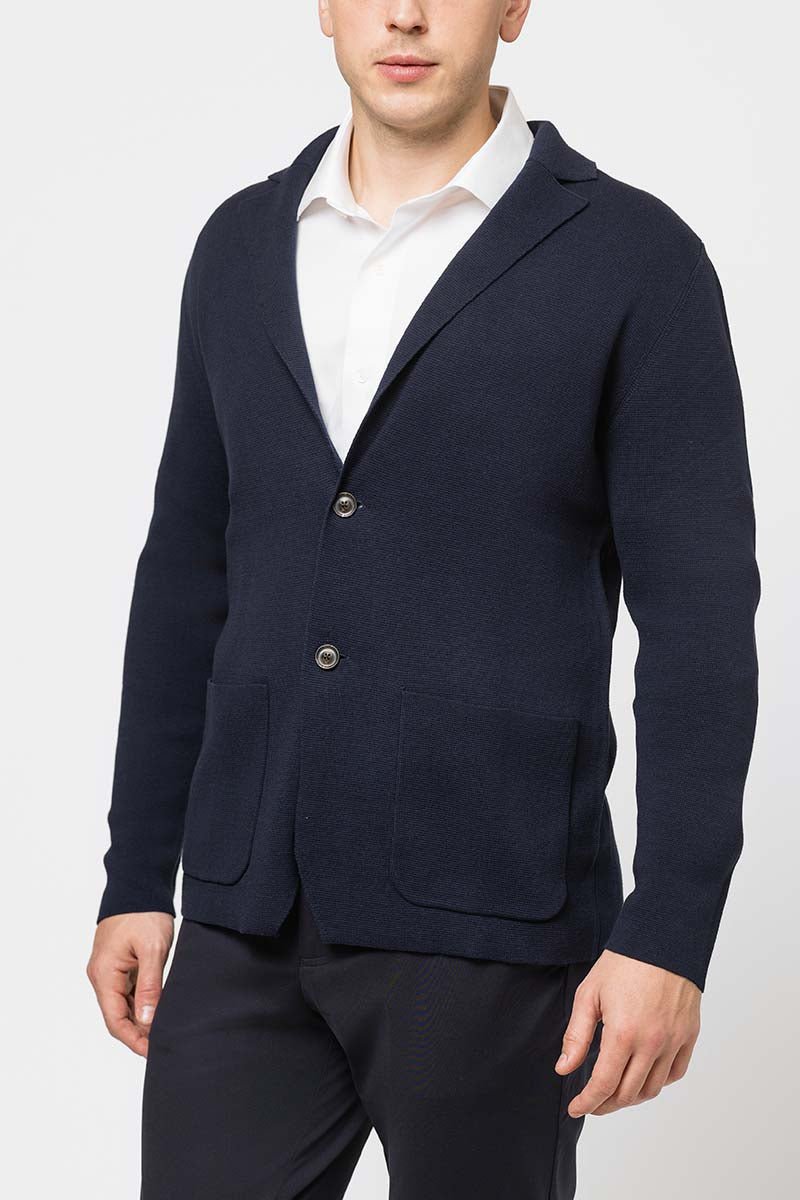 Richard Del Tor single-breasted sweater blazer-Navy - Emporio